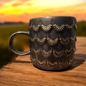 Starbucks 2015 Mug 10 oz. Coffee Tea Cup Mermaid 3D Gold Scales Ceramic